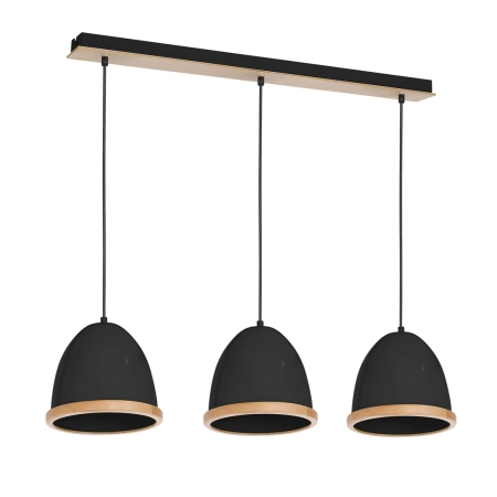 Czarna, elegancka lampa wisząca na trzy żarówki MLP8853 z serii STUDIO