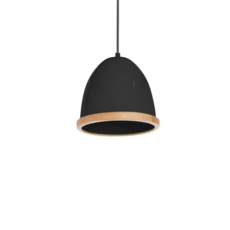 Czarna lampa wisząca z drewnianą obwódką MLP8852 z serii STUDIO - 3