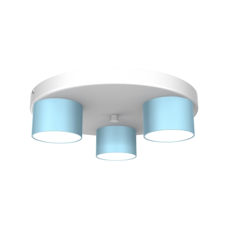Niebieska lampa sufitowa na białej podstawie MLP7551 z serii DIXIE