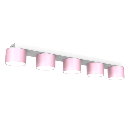 Biało-różowa lampa sufitowa, na pięć żarówek MLP7557 z serii DIXIE