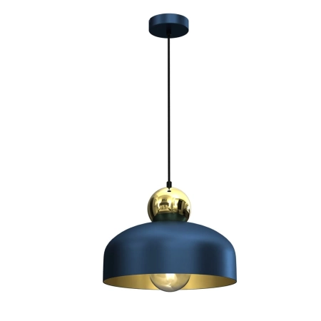 Niebiesko-złota lampa wisząca, ozdobna kula MLP7695 z serii HARALD