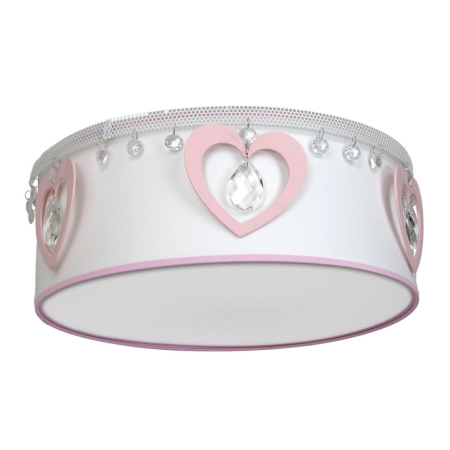 Biało-różowa lampa plafon dziecięcy - serduszka MLP8279 z serii HEART
