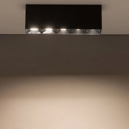 Prostokątny, czarny plafon LED 19,5cm 36° 3000K 10055 z serii MIDI LED 2