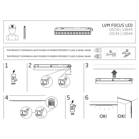 Ledowa lampa do szyny magnetycznej 1F 10144 z serii LVM FOCUS LED - wymiary 2