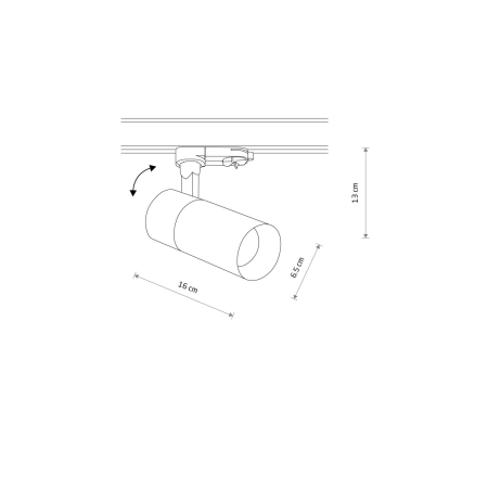 Regulowana tuba do szyny trójfazowej 10394 z serii CTLS TINOS LED - wymiary