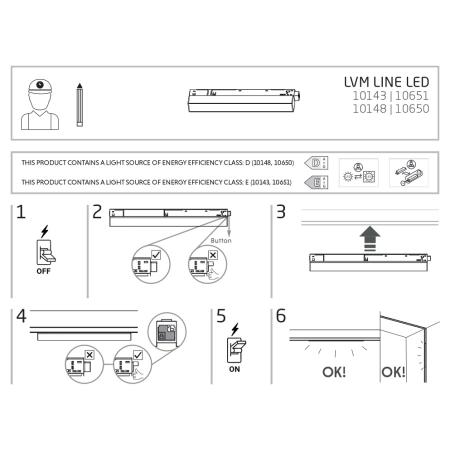Liniowa lampa do szyny magnetycznej 1F 10651 z serii LVM LINE LED - wymiary 2