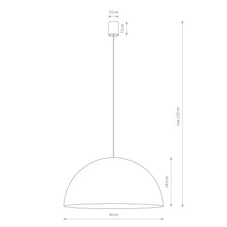 Kopułowa lampa wisząca do jadalni ⌀50cm 10696 z serii HEMISPHERE - wymiary