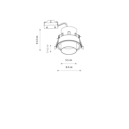 Okrągłe oczko podtynkowe, krótka tuba GU10 10799 z serii MONO SLIDE - wymiary