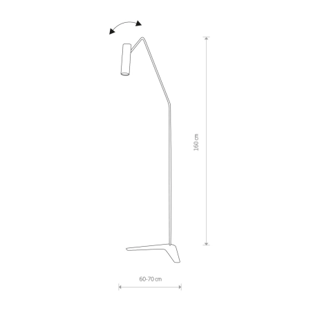 Minimalistyczna, biała lampa podłogowa do salonu 6493 z serii EYE SUPER - wymiary