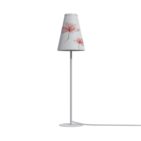 Lampa stołowa, w kolorze białym, z ozdobnym abażurem 8078 serii TRIFLE