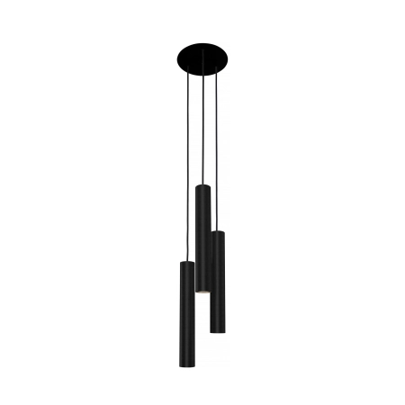 Czarna lampa wisząca z trzema tubami do salonu 8917 z serii EYE