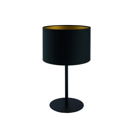 Czarna lampa nocna, stołowa z tkaninowym abażurem 9091 z serii ALICE