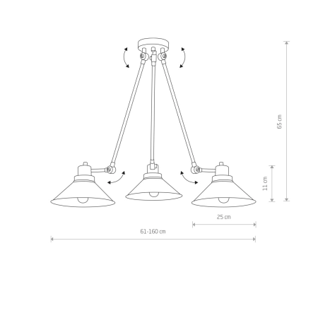 Industrialna, regulowana, czarna lampa sufitowa 9142 z serii TECHNO - wymiary