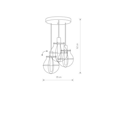Industrialna lampa wisząca na okrągłej podstawie 9740 seria MANUFACTURE - wymiary
