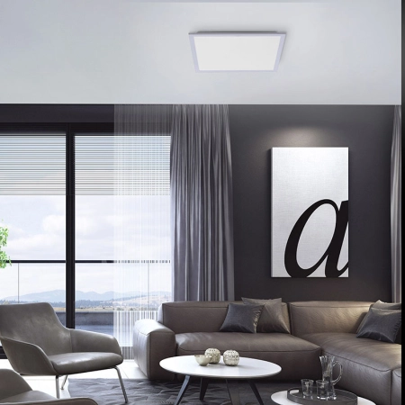 Srebrny plafon LED, ciepła barwa światła 14752-21 z serii FLAT 2
