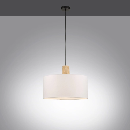 Lampa wisząca - połączenie drewna i abażura 15112-16 z serii LINEN 3