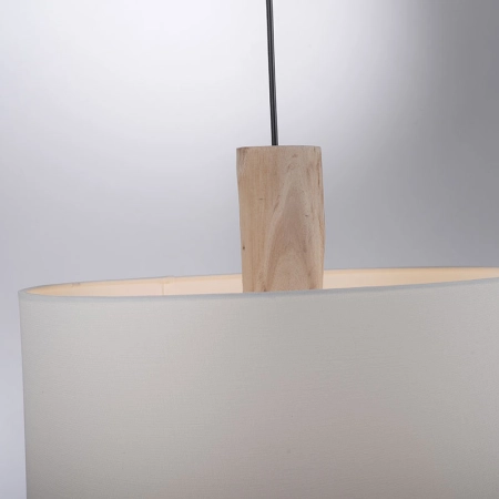 Lampa wisząca - połączenie drewna i abażura 15112-16 z serii LINEN 6