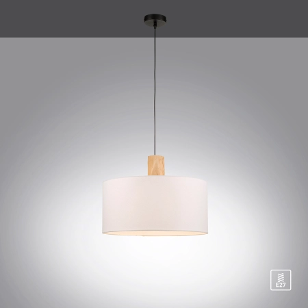 Lampa wisząca - połączenie drewna i abażura 15112-16 z serii LINEN 7