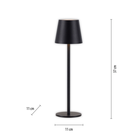 Klasyczna, czarna lampka stołowa LED 19250-18 z serii EURIA - wymiary