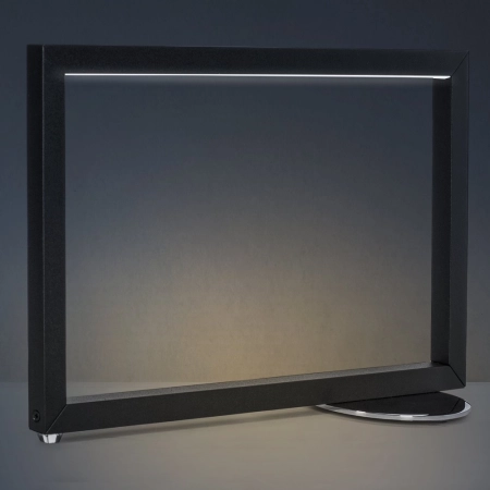 Czarna, minimalistyczna lampa stołowa LED ramka 67768 z serii EDO 2
