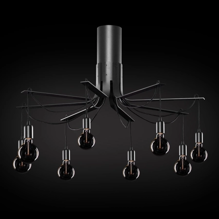 Rozłożysta, czarna, industrialna lampa sufitowa 67929 z serii BORNHOLM 2