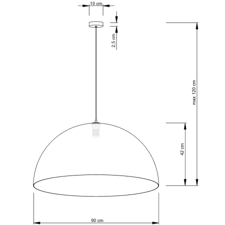 Duża, kopułowa lampa wisząca do salonu SIG 30127 z serii SFERA 90 B/ZŁ - wymiary
