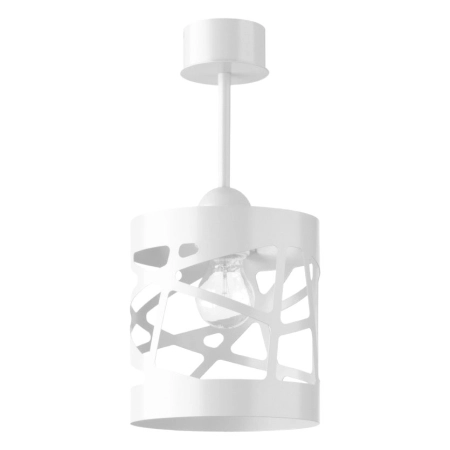 Smukła, biała, ażurowa lampa sufitowa do holu SIG 31053 z serii MODUŁ FREZ