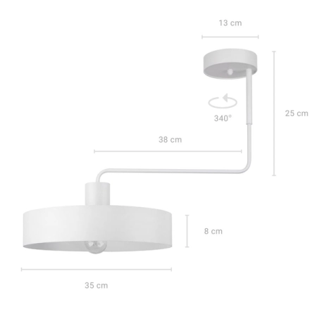 Minimalistyczna, biała lampa sufitowa SIG 31550 z serii VASCO - wymiary