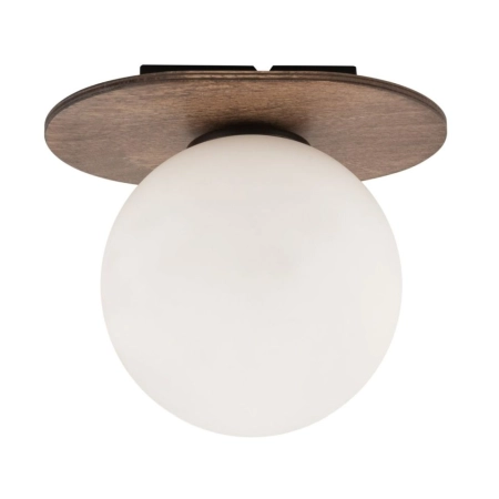 Lampa sufitowa z elementem drewna, biały klosz SIG 33651 z serii FLORA