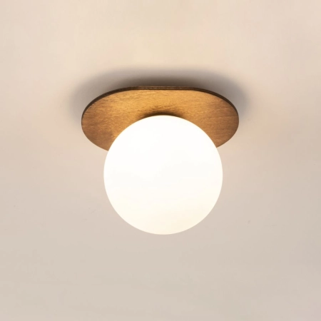 Lampa sufitowa z elementem drewna, biały klosz SIG 33651 z serii FLORA - 2