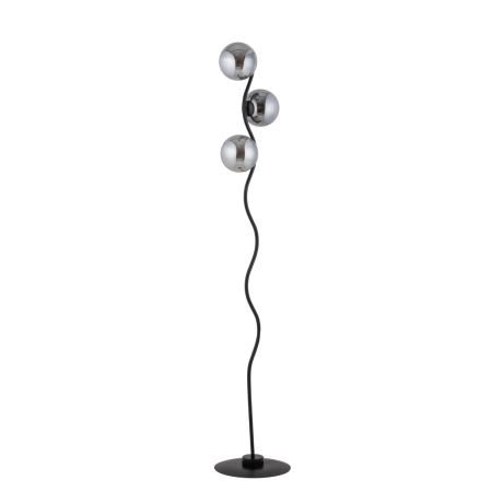 Czarno-srebrna lampa podłogowa do salonu SIG 50370 z serii VENA