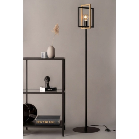 Industrialna, czarno-złota lampa stojąca bez klosza SIG 50253 z serii EDEN - wizualizacja