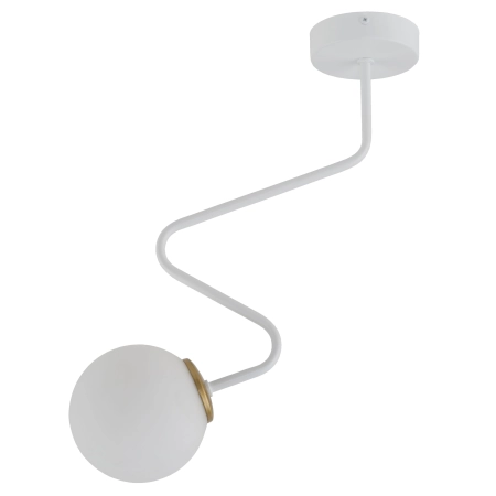 Pojedyncza, biała lampa sufitowa z kloszem SIG 33304 z serii ZIGZAG