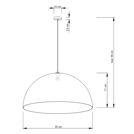 Stylowa lampa wisząca z kopułowym kloszem SIG 32292 z serii SFERA 35 ZŁ - wymiary