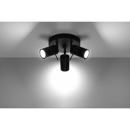 Potrójna, czarna lampa sufitowa z reflektorami SL.1016 z serii RING 2