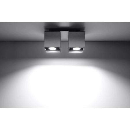 Minimalistyczna, szara lampa sufitowa 2xGU10 SL.0064 z serii QUAD 2 3