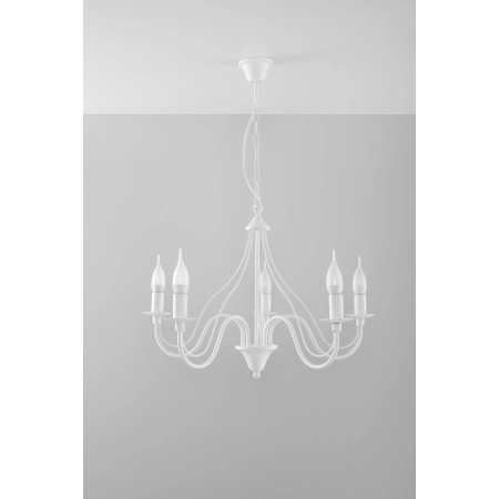 Biały, świecznikowy żyrandol do salonu SL.0214 z serii MINERWA 5 2
