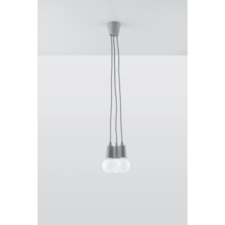 Lampa wisząca trzy szare przewody na żarówki E27 SL.0576 z serii DIEGO 3 2