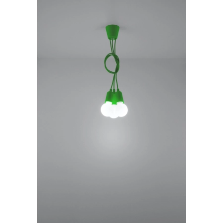 Zielona, linkowa lampa wisząca z oprawkami E27 SL.0582 z serii DIEGO 3 6