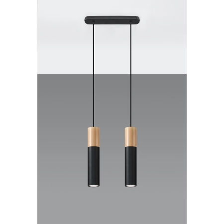 Lampa wisząca z czarno-drewnianymi tubami SL.0633 z serii PABLO 2 2