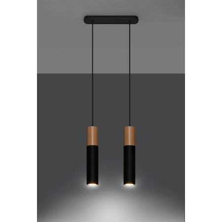 Lampa wisząca z czarno-drewnianymi tubami SL.0633 z serii PABLO 2 3