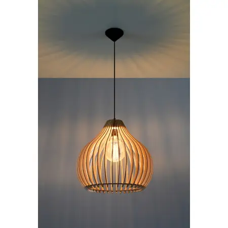Lampa wisząca z dekoracyjnym, drewnianym kloszem SL.0639 z serii APRILLA 3