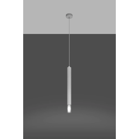 Biała, wąska lampa wisząca w kształcie tuby G9 SL.0957 z serii WEZYR 2