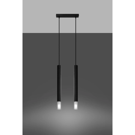 Podwójna, czarna lampa wisząca z wąskimi tubami SL.0961 z serii WEZYR 2