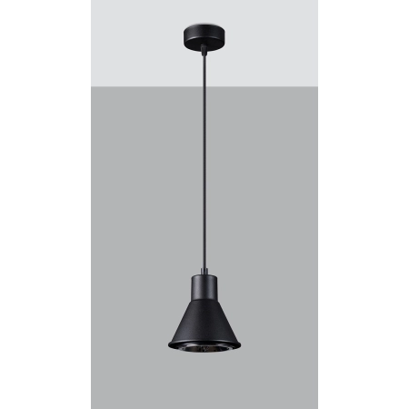 Pojedyncza, czarna lampa wisząca do kuchni SL.0989 z serii TAZILA 3