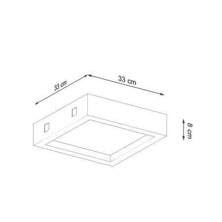 Betonowy, kwadratowy, natynkowy plafon LED 3000K SL.0995 z serii RIZA - wymiary