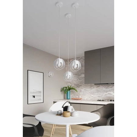 Biała, dekoracyjna lampa wisząca do sypialni SL.1083 z serii TULOS - wizualizacja 3
