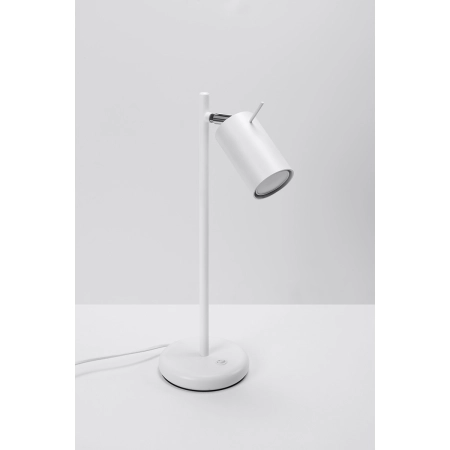 Industrialna, prosta, biała lampka biurkowa SL.1090 z serii RING 3