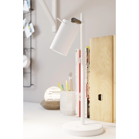 Industrialna, prosta, biała lampka biurkowa SL.1090 z serii RING - wizualizacja