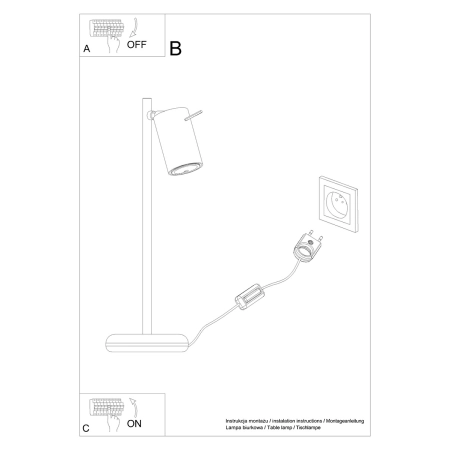 Industrialna, prosta, biała lampka biurkowa SL.1090 z serii RING - wymiary 3